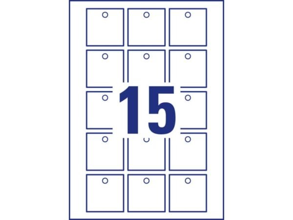Cartellini quadrati micro-perforati Avery in cartoncino da 220 g in conf. 150 pz 50x50 mm - T2003-10