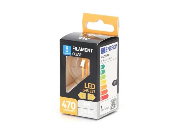 Lampadina a filamento LED luce calda 4W G45 - E27 - 470 lumen Aigostar ›45xH.73mm - B10106AM9