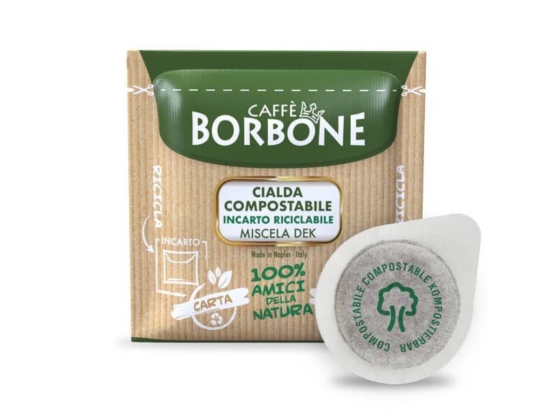 CaffŠ in cialda compostabile ESE 44 mm Caffe Borbone qualit… Dek – in conf. da 100 pz – 44BDEK100N