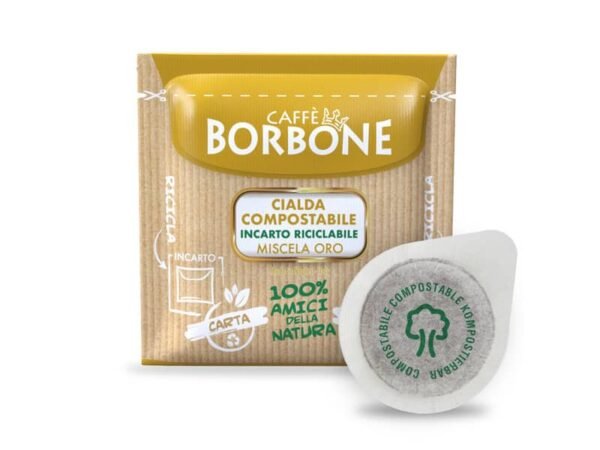 CaffŠ in cialda compostabile ESE 44 mm Caffe Borbone qualit… Oro - in conf. da 100 pz - 44BORO100N
