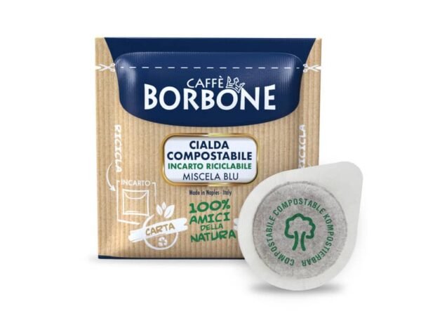 CaffŠ in cialda compostabile ESE 44 mm Caffe Borbone qualit… Blu - in conf. da 100 pz - 44BBLU100N