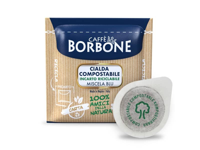 CaffŠ in cialda compostabile ESE 44 mm Caffe Borbone qualit… Blu – in conf. da 100 pz – 44BBLU100N