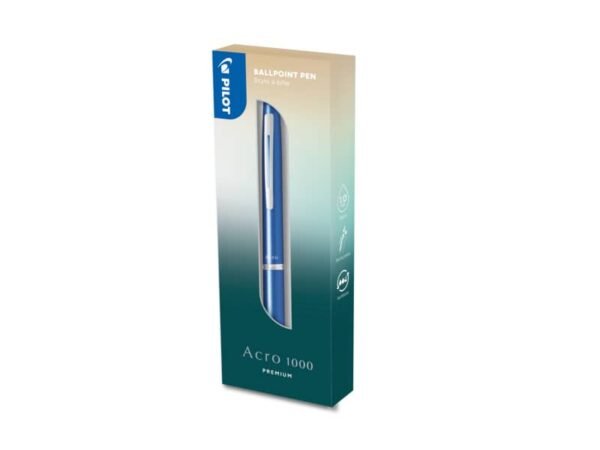 Penna a sfera a scatto Pilot Acroball 1000 1 mm colore blu metallico in confezione regalo - 011252