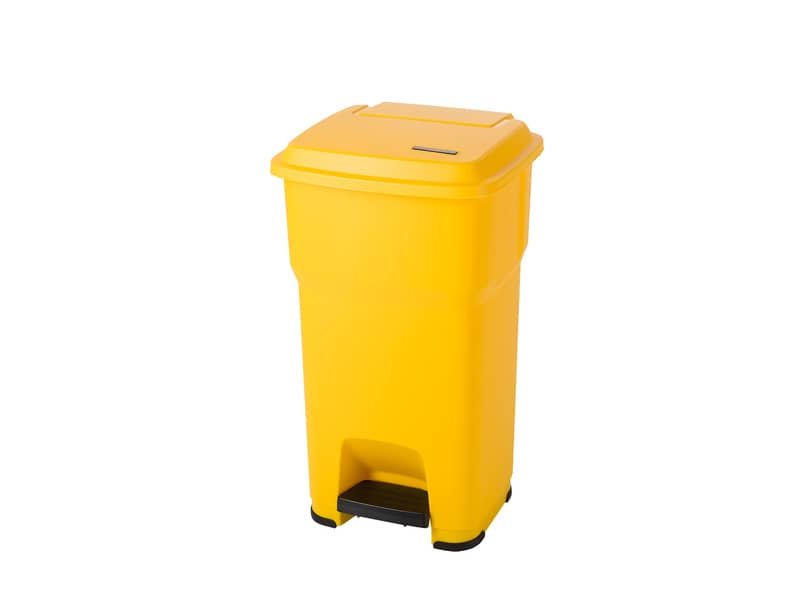 Cestino gettacarte Rotho Hera 60 L con pedale e coperchio giallo – F800063