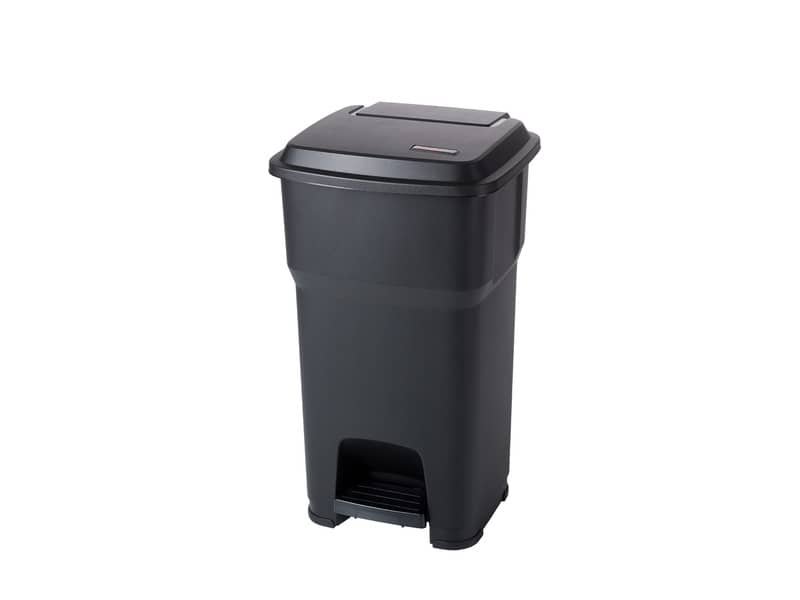 Cestino gettacarte Rotho Hera 60 L con pedale e coperchio nero – F800069