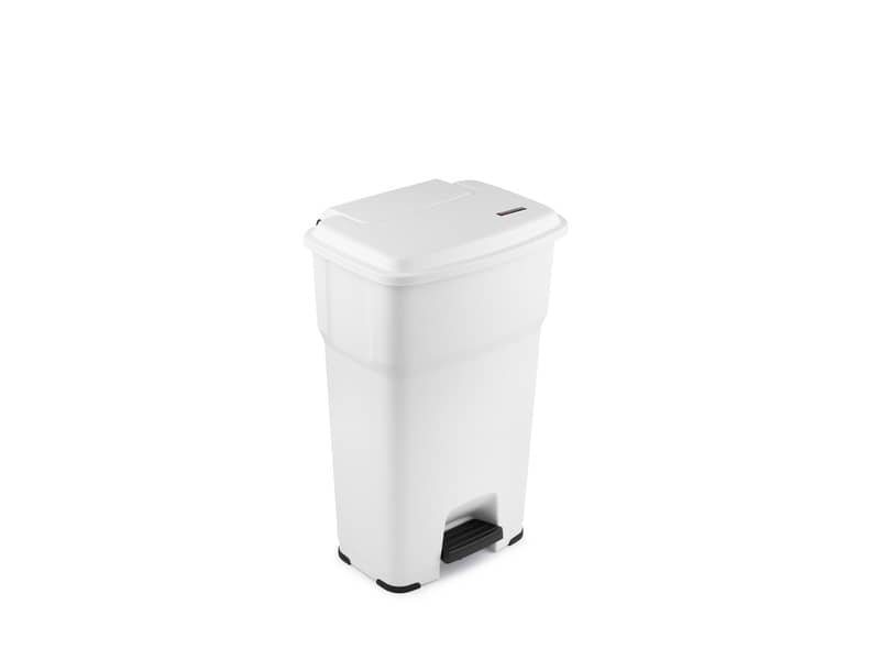Cestino gettacarte Rotho Hera 60 L con pedale e coperchio bianco – F800060