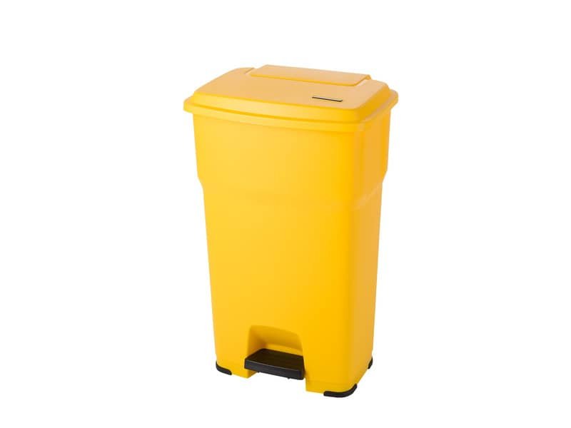 Cestino gettacarte Rotho Hera 85 L con pedale e coperchio giallo – F800073