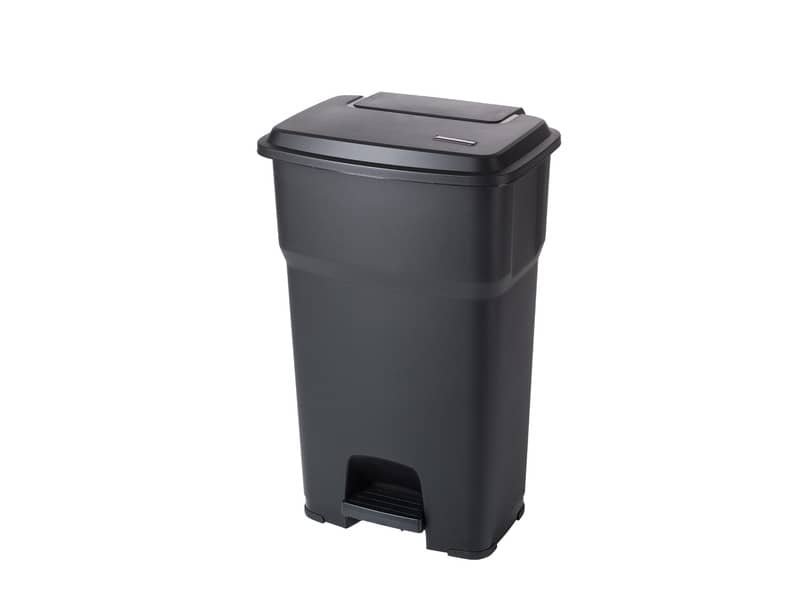 Cestino gettacarte Rotho Hera 85 L con pedale e coperchio nero – F800079