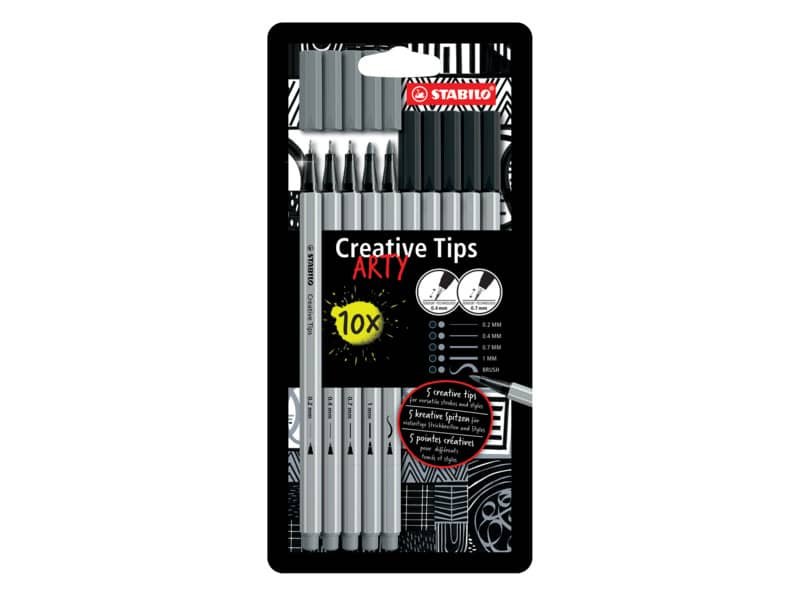 Stabilo Creative Tips – conf. 10 pz – nero e grigio 89/10-1-20