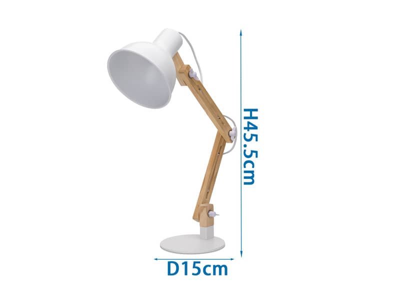 Lampada da scrivania pieghevole legno E27 Aigostar bianca 218195