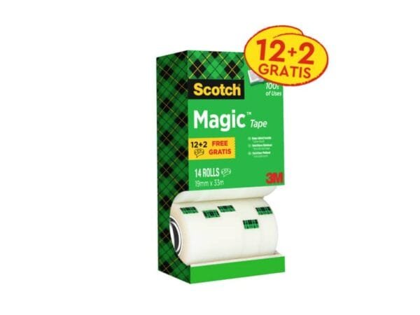 Nastro adesivo Scotch© Magic? 810 19 mm x 33 m trasparente opaco Value Pack 12 rotoli +2 GRATIS - 8-1933R14TPR