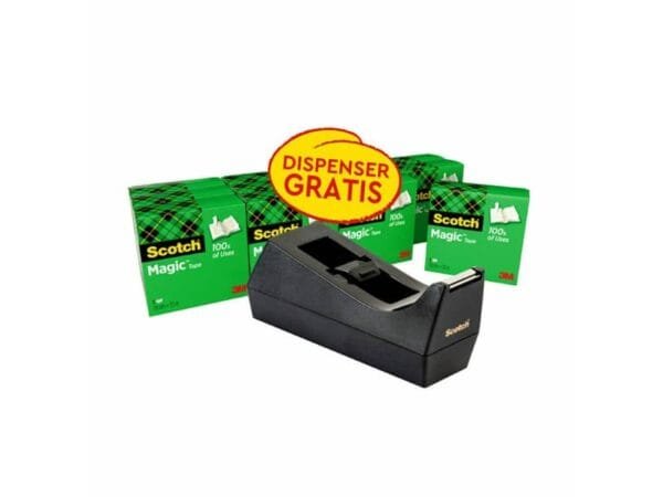 Dispenser per nastro adesivo Scotch© Magic? C38 nero + 12 rotoli 19 mm x 33 m SM12 Black