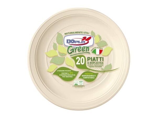 Piatti frutta in Mater-BI Dopla Green avorio conf. 20 pz frutta  170 mm 45027