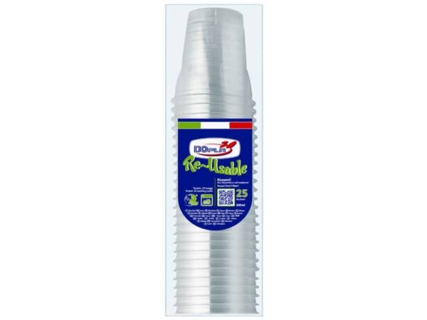 Bicchieri in polistirene Dopla Reusable Diamant 600 ml conf. 25 pz trasparente 22674