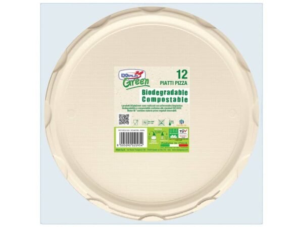 Piatti pizza in Mater-BI Dopla Green avorio conf. 12 pz pizza  320 mm 11798