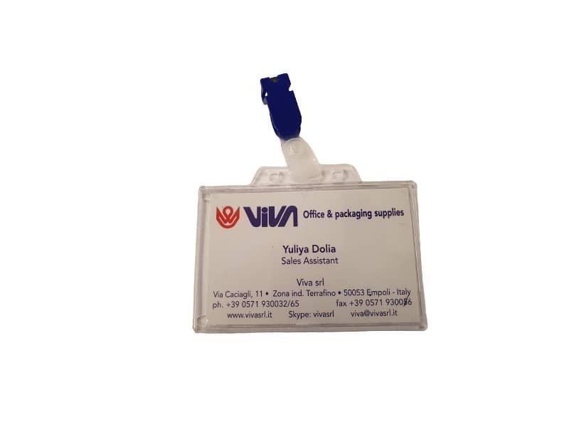 Portanome Viva rigido con clip in metallo 88x53mm pvc conf. 50pz trasparente – 138+150PL