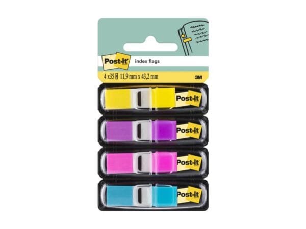 Segnapagina removibili Post-it© Index Mini con dispenser vivaci assortiti 4 confezioni da 35 - 683-4AB
