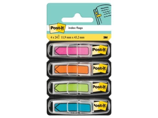Segnapagina removibili Post-it© Index Mini ''Freccia'' 684 colori vivaci assortiti - 4 confezioni da 24 - 684ARR4