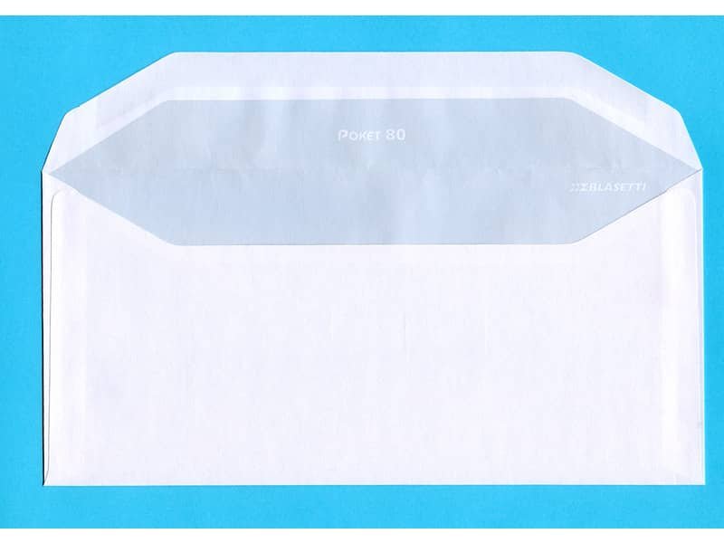 Busta bianca senza finestra Blasetti Pocket 80 g/m2 in conf. 500 buste 110×230 mm – 025