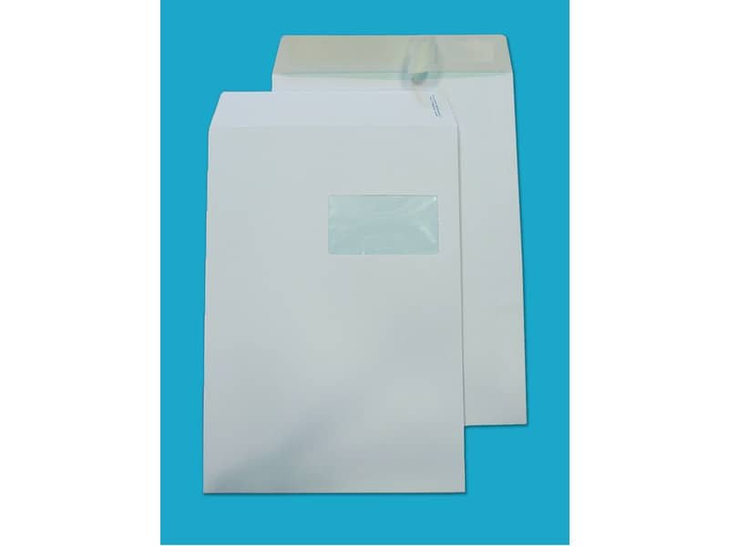 Busta a sacco con finestra Blasetti bianco – 100 g/m2 – conf. 500 buste – 230×330 mm – 639