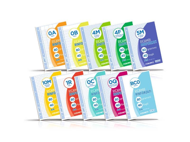 Ricambi rinforzati in PVC Blasetti per quaderni ad anelli A4 – 100 g/m2 – 40 ff 1R – 5444