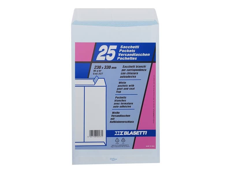 Busta a sacco Blasetti Self bianco – 80 g/m2 – in conf. 25 buste – 230×330 mm 537