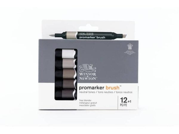 Pennarelli doppia punta Winsor&Newton brush 12 colori grigi e 1 blender - 0290144