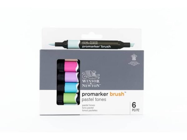 Pennarelli doppia punta Winsor&Newton brush 6 colori assortiti pastello - 0290125