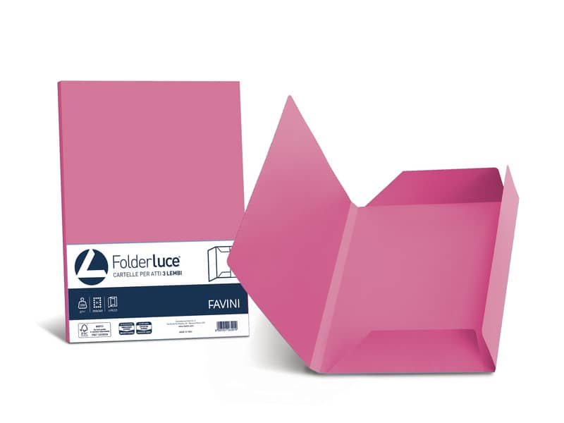 Cartellina 3 lembi Favini Folder Luce&Acqua 200 g/mý 24,5×34,5cm conf.25 ciclamino – A50F434