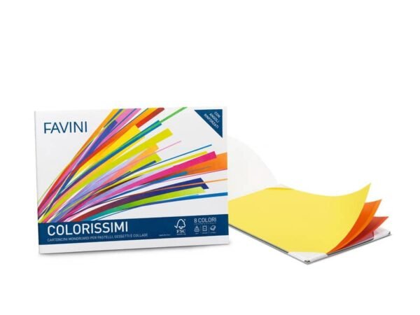 Cartoncini monoruvidi Favini Colorissimi 200 g/m2 16 ff 24x33 cm 8 colori assortiti - A16X404