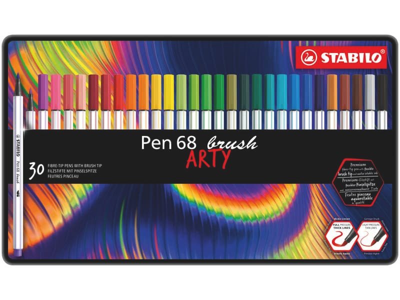 Pennarello Stabilo Arty Line Pen 68 brush punta a pennello conf. 30 colori assortiti – 568/30-31-20