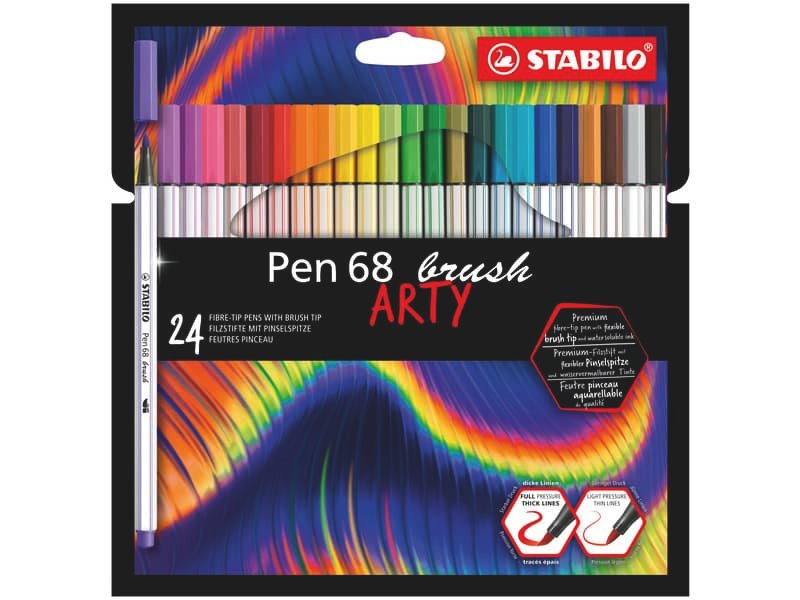 Pennarello Stabilo Arty Line Pen 68 brush punta a pennello in conf. 24 colori assortiti – 568/24-21-20
