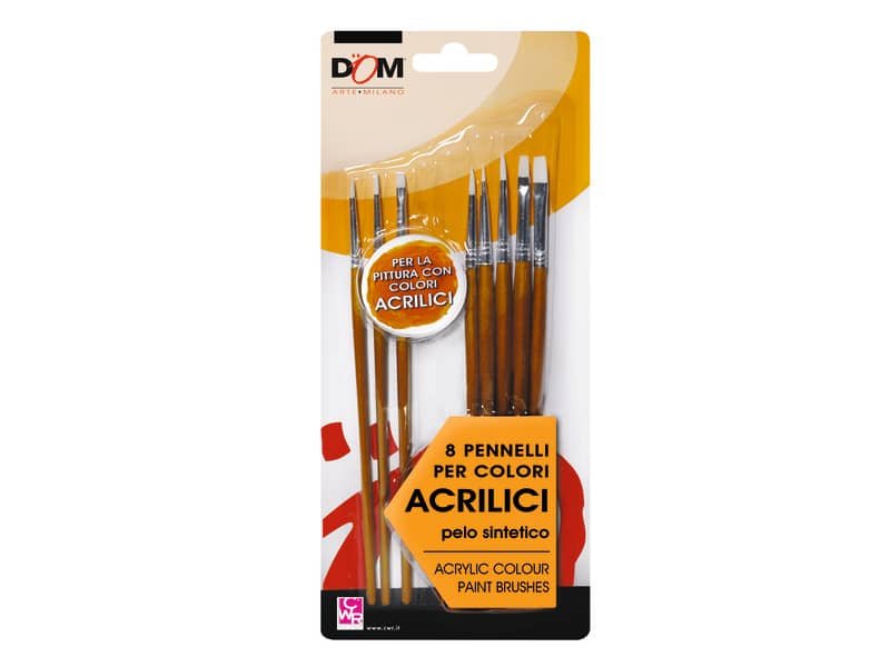 Pennello in pelo sintetico CWR – conf. 8 pz – per colori acrilici 11649