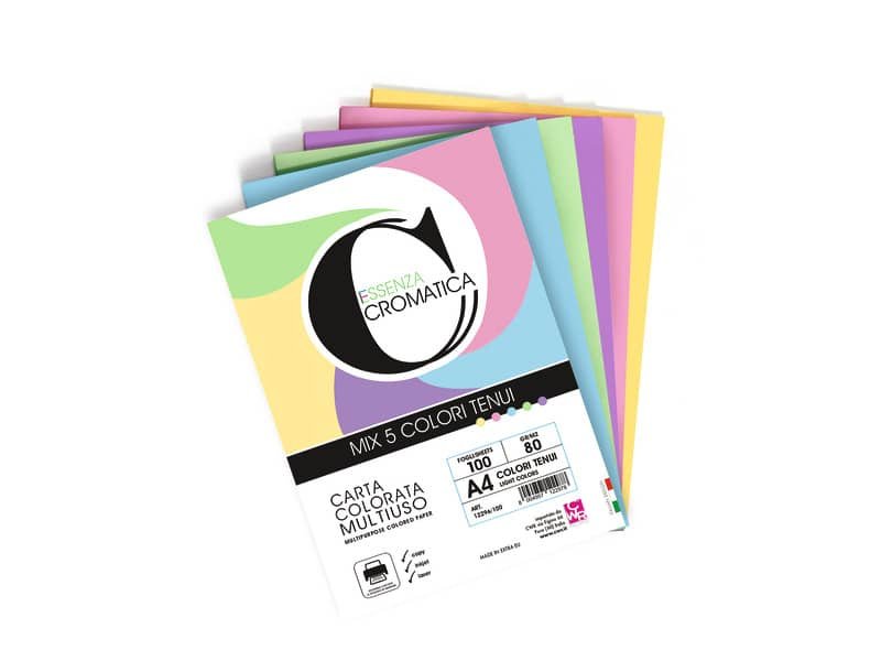 Carta colorata Cromatica CWR colori tenui formato A4 – 5 colori assortiti in 250 ff – 80 gr – 12296/250