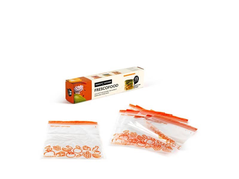 Sacchetti richiudibili per alimenti Perfetto ”Frescofood” – conf. 15 pz M – 24×27,5 cm – 29162
