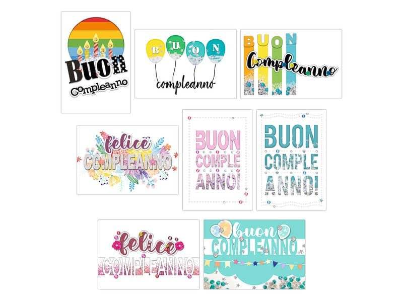 Biglietti augurali Biembi Compleanno 12×18 cm conf. 8 pezzi assortiti – happy days – BXBDKTC09