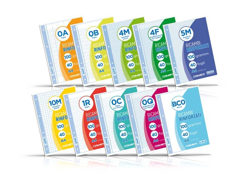 Ricambi rinforzati in PVC Blasetti per quaderni ad anelli A4 – 100 g/m2 – 40 ff 10F – 8064
