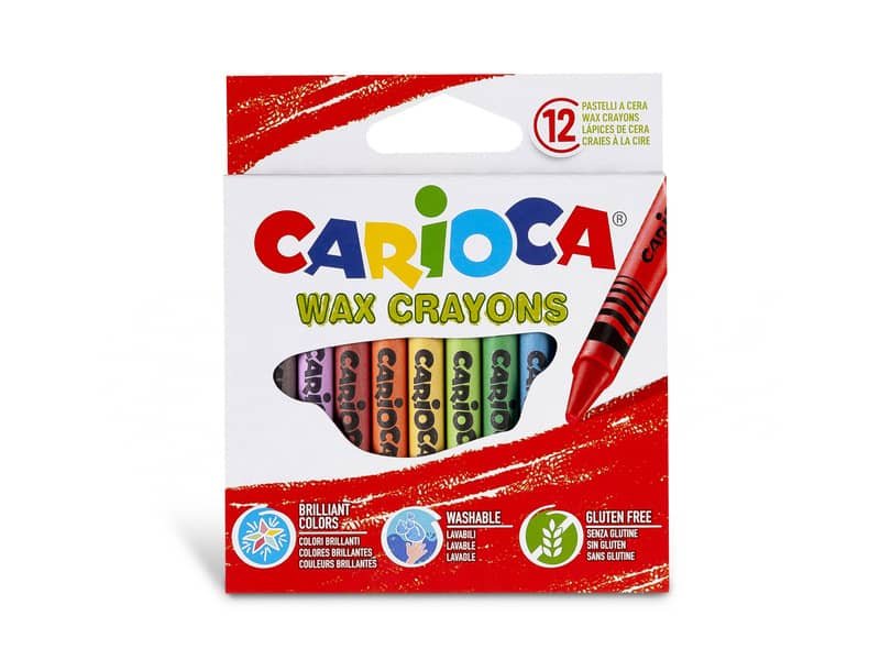 Pastelli a cera Carioca Wax Crayons punta 8 mm – conf.da 24 colori assortiti 42366