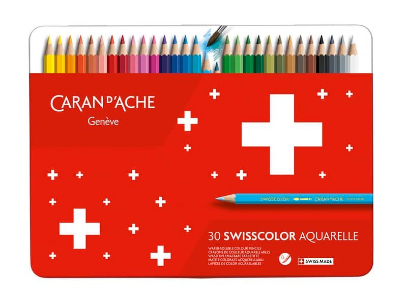 Matite colorate acquerellabili Carand’Ache Swisscolorin conf. da 30 colori assortiti – metallo – 1285 730