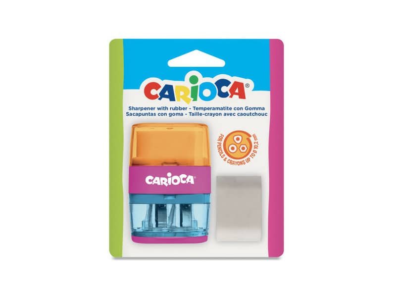 Temperamatite Carioca 2 fori con serbatoio e gomma 43107