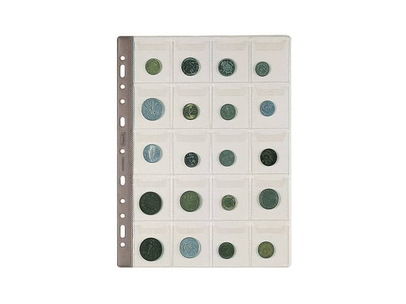 Buste porta monete trasp. a foratura universale Favorit top formato tasca 5×5,5 cm – conf. da 5 – 20 tasche