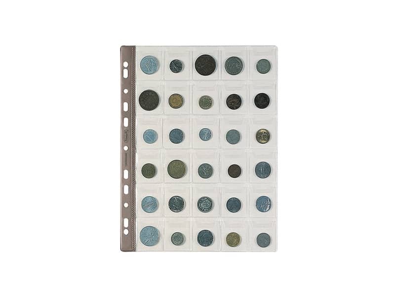 Buste porta monete trasp. a foratura universale Favorit top formato tasca 4×4,5 cm – conf. da 5 – 30 tasche