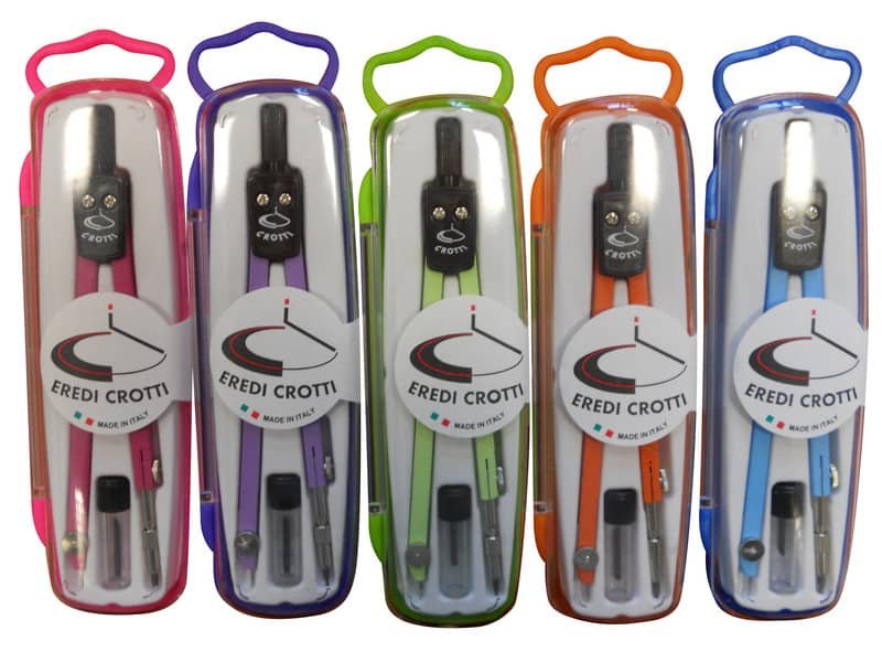 Compasso scolastico Eredi Crotti 2 accessori – conf. 5 colori assortiti 223C