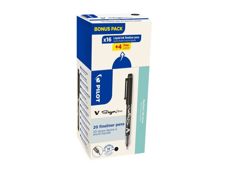 Fineliner Pilot V SIGN PEN Green Pack 20 pezzi 2 mm nero – 000041