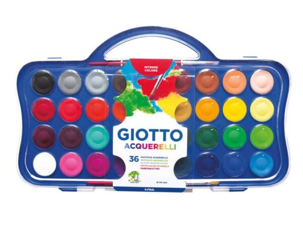 Acquerelli Giotto  30 mm 36 colori assortiti + 2 pennelli - F353600