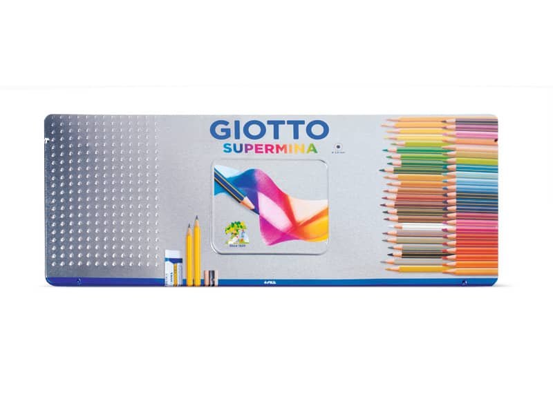 Matite colorate Giotto Supermina in scatola di metallo conf. 46 colori assortiti – F237500