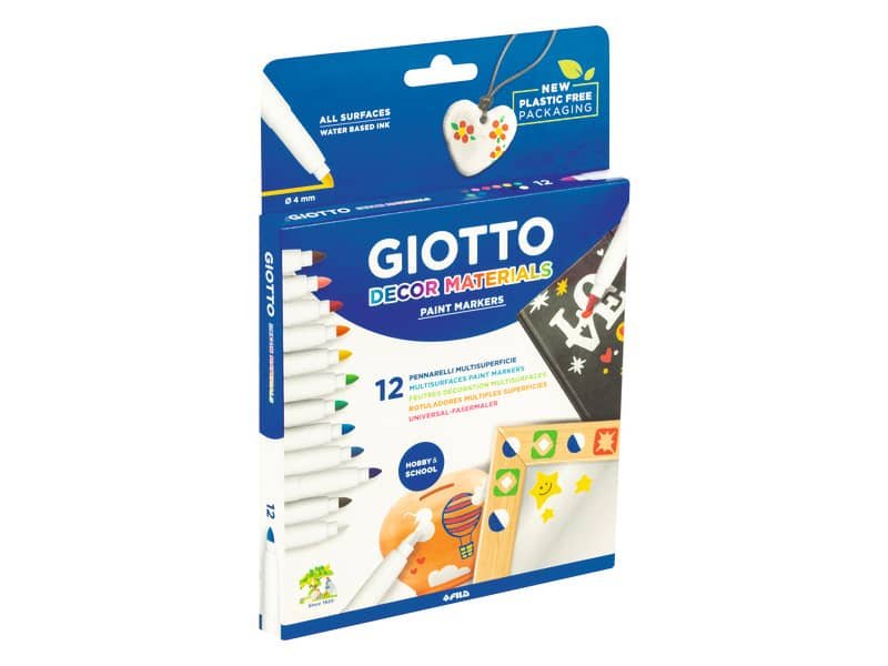 Pennarelli Giotto Decor Materials in conf. da 12 colori assortiti F453400