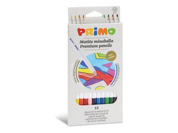 Matite colorate esagonali Primo minabella laccate -  3,8 mm in conf. da 12 colori assortiti - 522MINAB12