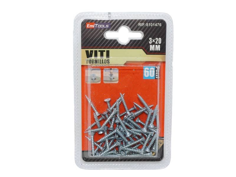 Viti per legno argentate Emi 20×3 mm conf. da 60 pezzi 8101476
