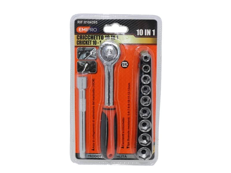 Kit cricchetto Emi prolunga + 9 bussole 5/13 mm conf. da 10 pezzi 8104395